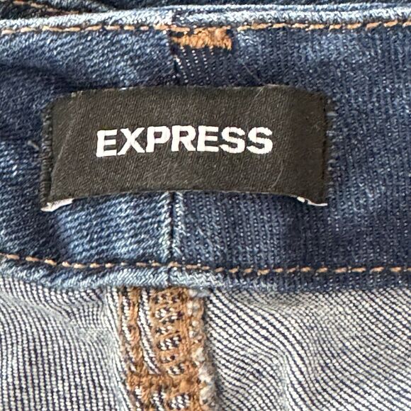 Express Medium (6/9/10) Skinny Jeans Hi-Rise Pockets Zip-Fly Stretch Blue Womens - Picture 7 of 9